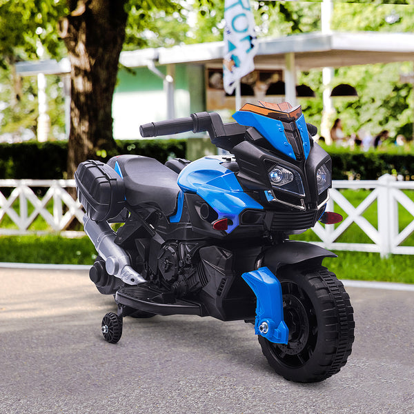 6V Electric Motorcycle with Small Wheels, Blue