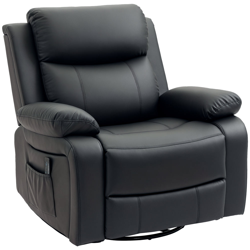 Faux Leather Recliner Chair with Vibration Massage, Black