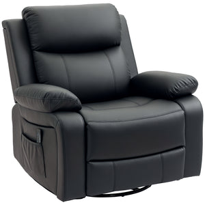 Faux Leather Recliner Chair with Vibration Massage, Black
