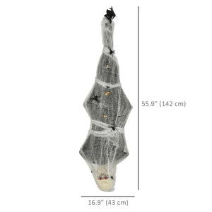 1.4m Life Size Halloween Decoration, Animated Spider Web Hanging Mummy with Sound &amp; Motion Activated, Light-Up Eyes, Spooky Sound