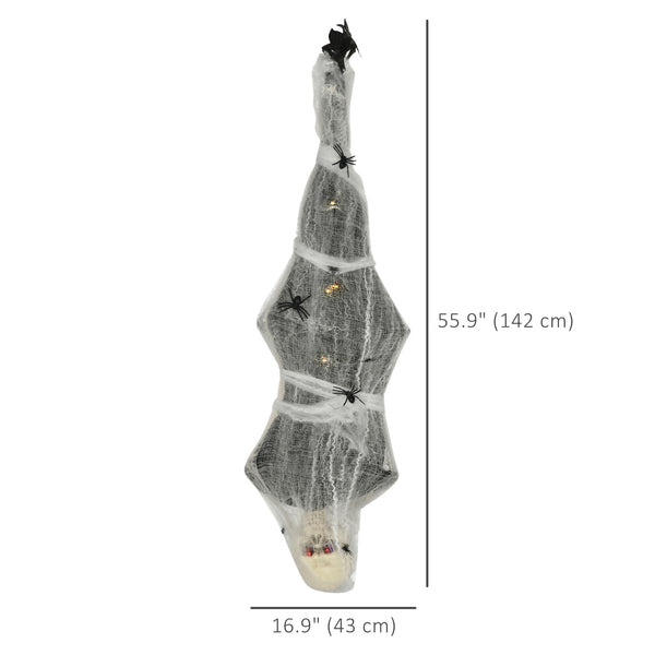 1.4m Life Size Halloween Decoration, Animated Spider Web Hanging Mummy with Sound &amp; Motion Activated, Light-Up Eyes, Spooky Sound