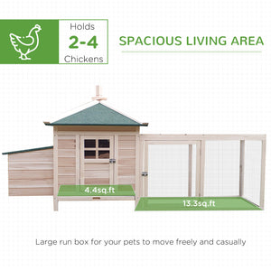77" Chicken Coop with Nesting Box and Outdoor Run