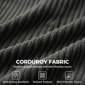 3-seater sofa with wide seat, in corduroy, spring cushions, dark grey