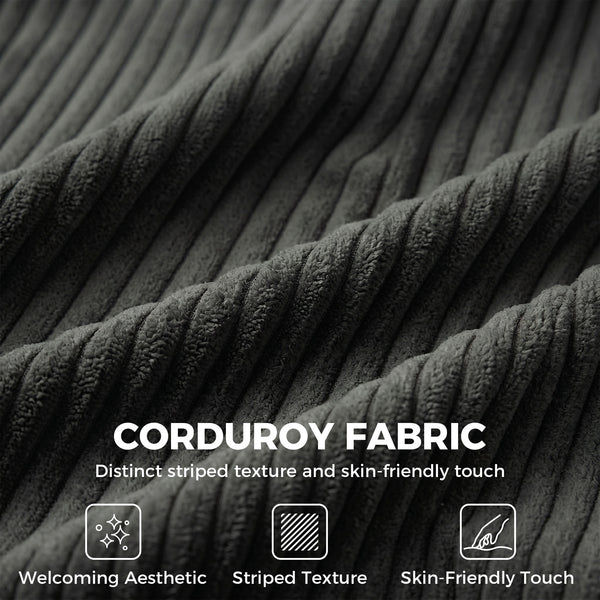 3-seater sofa with wide seat, in corduroy, spring cushions, dark grey