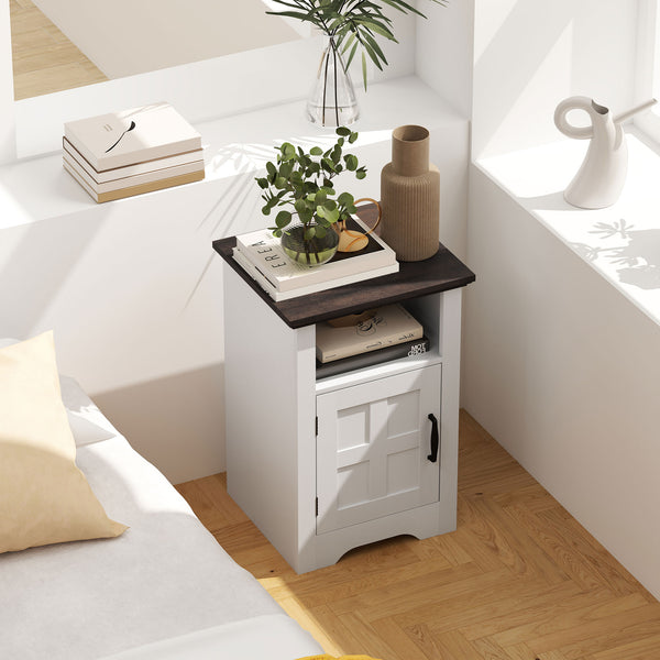 Set of 2 side tables with storage and barn-style doors – White