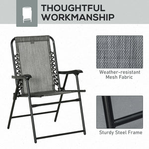 Set of 2 grey folding outdoor chairs