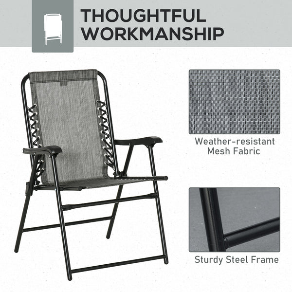 Set of 2 grey folding outdoor chairs