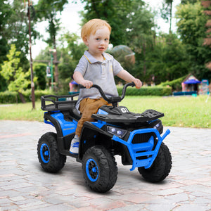 Kids ATV, 12V Battery Powered Electric Toy with Spring Suspension, Storage Basket, High &amp; Low Speed, Blue