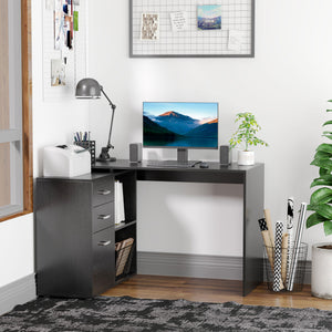Right-Angle Desk with Storage Shelf, Black