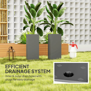 Set of 2 plastic planters with water level indicator, dark grey
