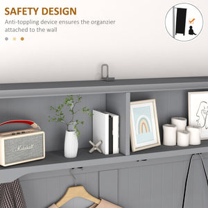 Hallway furniture with bench and shoe storage, gray