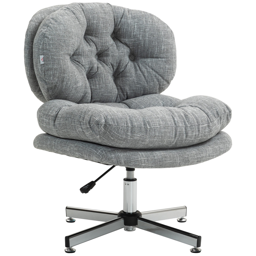 Office chair without armrests with wide padded seat and adjustable height, grey.