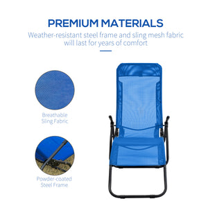 Folding chaise lounge with breathable mesh fabric, blue 