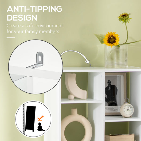 Tall bookcase with drawer, white