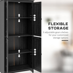 Storage unit with doors and shelves, black