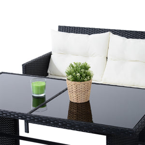 6-piece outdoor rattan sofa set, white