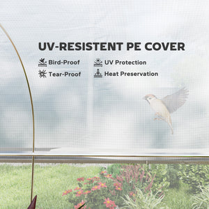 Outdoor tunnel greenhouse with roll-up mesh side walls