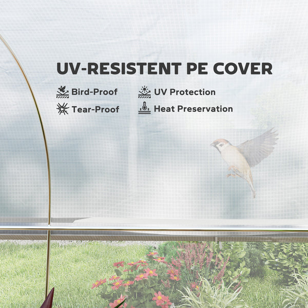 Outdoor tunnel greenhouse with roll-up mesh side walls