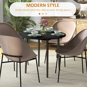Round drop-leaf dining table for small spaces, wooden legs, antique black