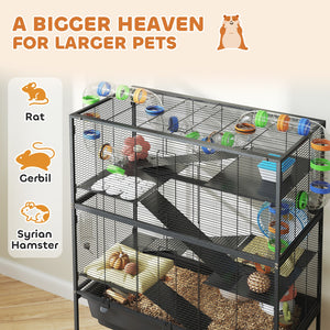 5-tier rolling cage with tray for Syrian rodents, gerbils and rats.