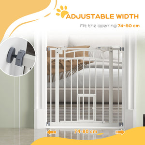 Self-closing pet gate, white