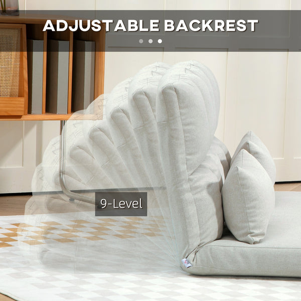 2-seater sofa bed with 9-position backrest and 2 pillows, cream white