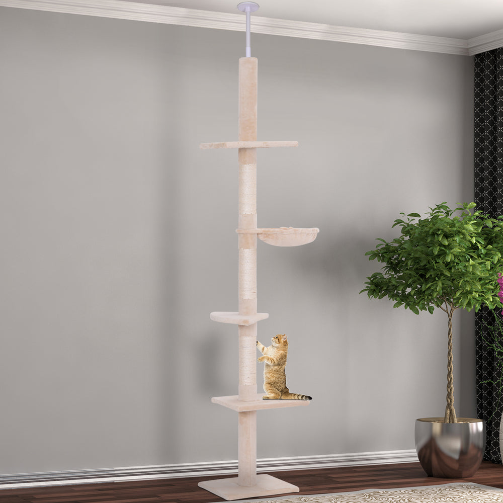 2.6m 5-Level Cat Tree with Scratching Post, Beige