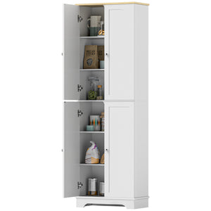 183 cm high storage cabinet with adjustable shelves, 4 doors, white
