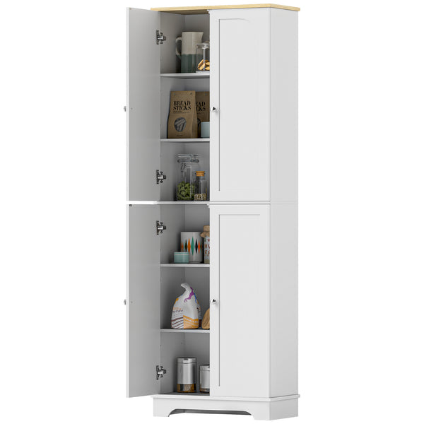 183 cm high storage cabinet with adjustable shelves, 4 doors, white