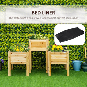 Set of 3 Freestanding Wooden Raised Planters