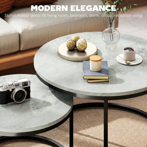 Set of 2 nesting coffee tables with marble-effect tops – Grey marble