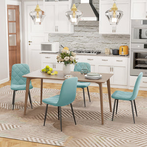 Set of 4 upholstered chairs with steel legs, green