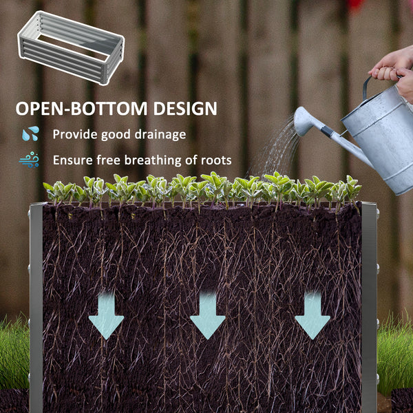 Galvanized Raised Garden Beds, Outdoor Planter Box, Set of 2, for Flowers, Herbs and Vegetables, Light Gray