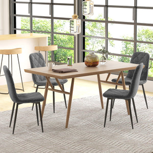 Set of 4 upholstered dining chairs with steel legs, grey