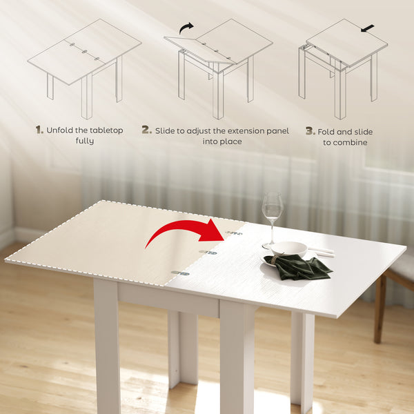 Extendable dining table for 4 to 6 people, white
