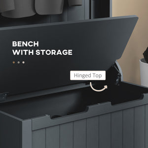 3-in-1 Hallway Unit with Coat Rack and Bench, Black
