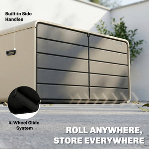 Outdoor Storage Deck Box with Lockable Lid and Wheels, 200 Gallons