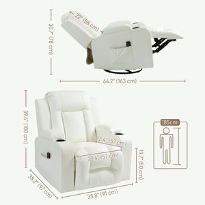 Cream White Swivel Massage Rocking Chair