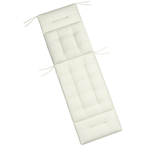 5" Thick Chaise Lounge Cushion with Backrest, Cotton Fill, Cream White