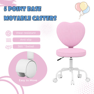 Office chair with heart-shaped backrest, pink