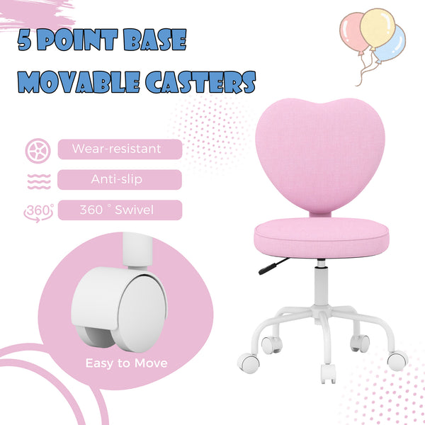 Office chair with heart-shaped backrest, pink