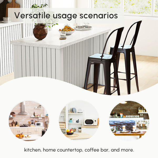 Set of 2 swivel bar stools in faux leather, white