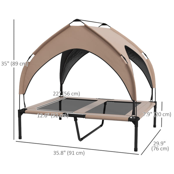 Elevated cooling dog bed with washable breathable mesh canopy