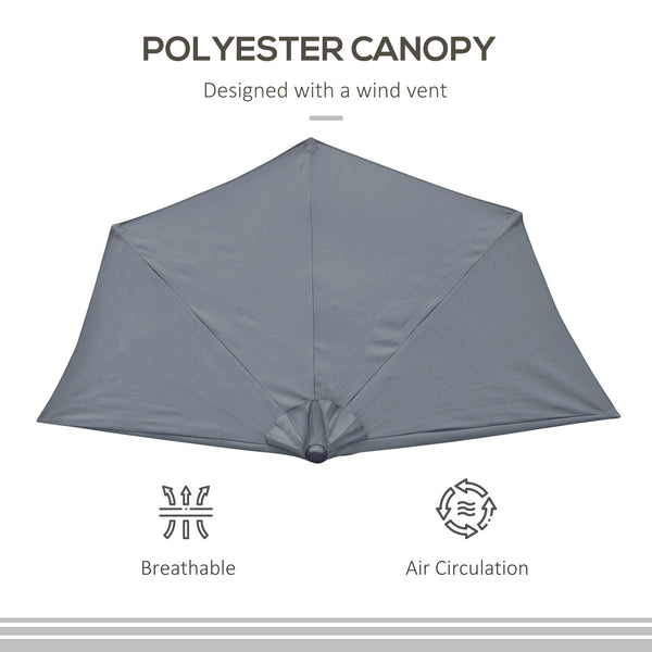 9-foot half-round parasol, grey 