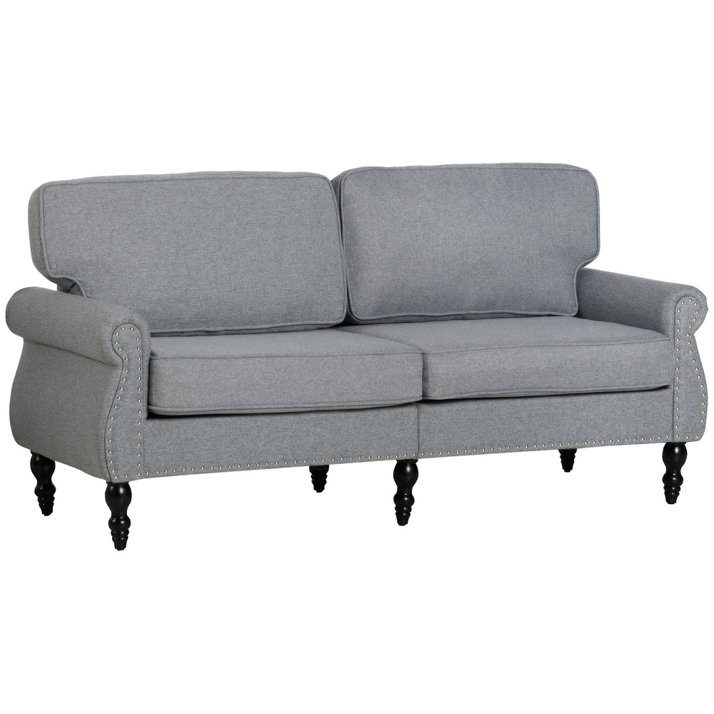 Elegant mid-back 2-seater sofa with rubberwood legs, grey.