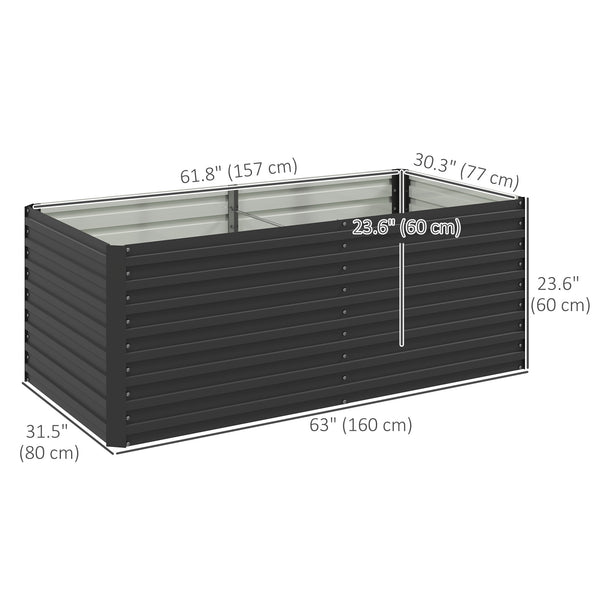 5' x 3' x 2' Raised Garden Bed, Galvanized Planter Box for Growing Flowers, Herbs and Vegetables, Dark Gray