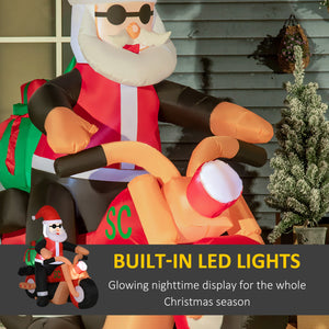 1.6m tall inflatable motorcycle Santa Claus with LED lighting