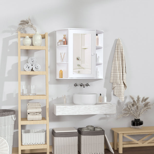 Wall-mounted medicine cabinet with mirror, door and shelves, white