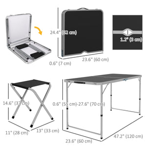 Folding Picnic Table with Camping Chairs, Black.
