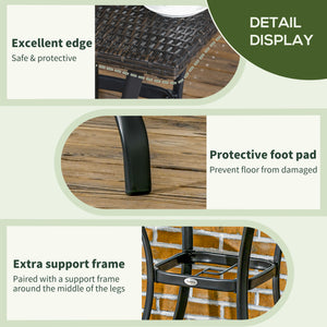 Outdoor coffee table in woven resin with a hole for a parasol, brown